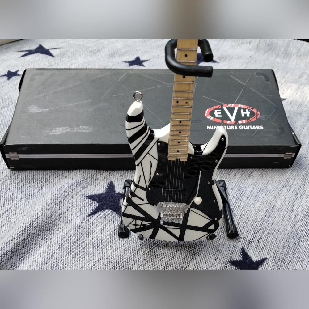 Officially Licensed EVH Black & White VH1 Eddie Van Halen Mini Guitar Replica